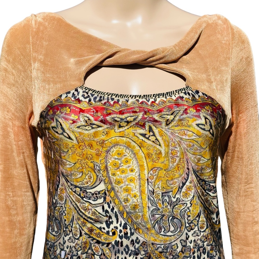 Linda Segal leopard and paisley print top with sequins size medium